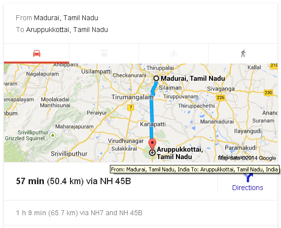 Madurai to Aruppukkottai Distance_classiblogger