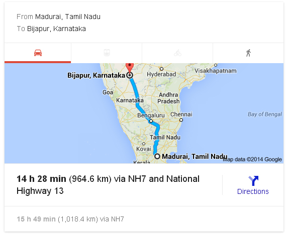 Madurai to Bijapur Distance_classiblogger