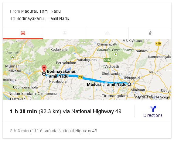 Madurai to Bodinayakanur Distance_classiblogger