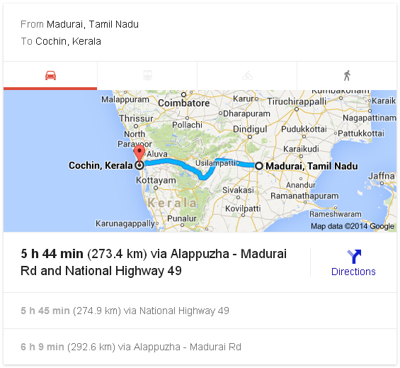 Madurai to Cochin Distance_classiblogger