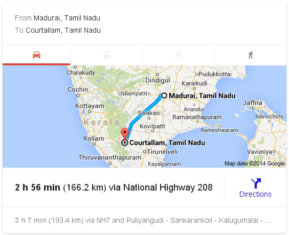 Madurai to Courtallam Distance_classiblogger