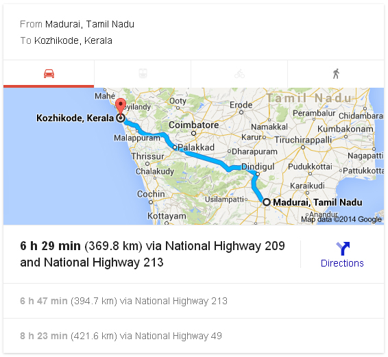 Madurai to Kozhikode Distance_classiblogger