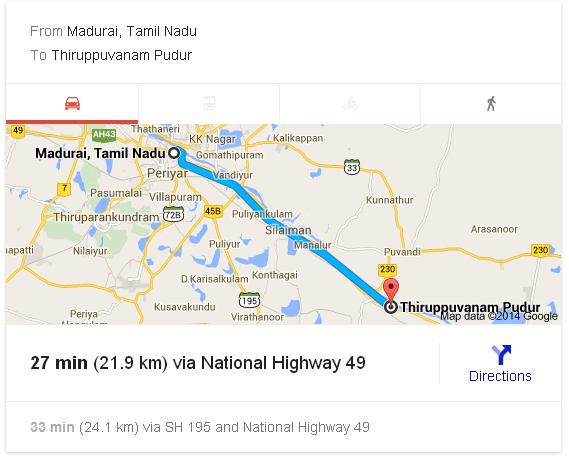 Madurai to Thiruppuvanam Distance_classiblogger