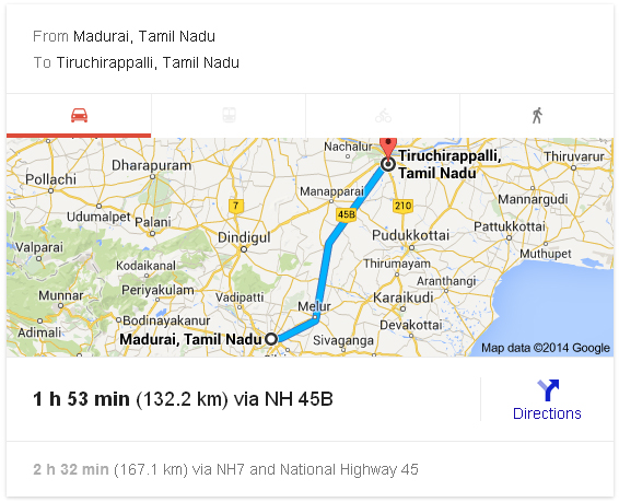 Madurai to Tiruchirapalli Distance_classiblogger