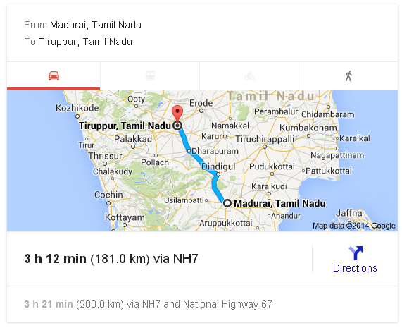 Madurai to Tiruppur Distance_classiblogger