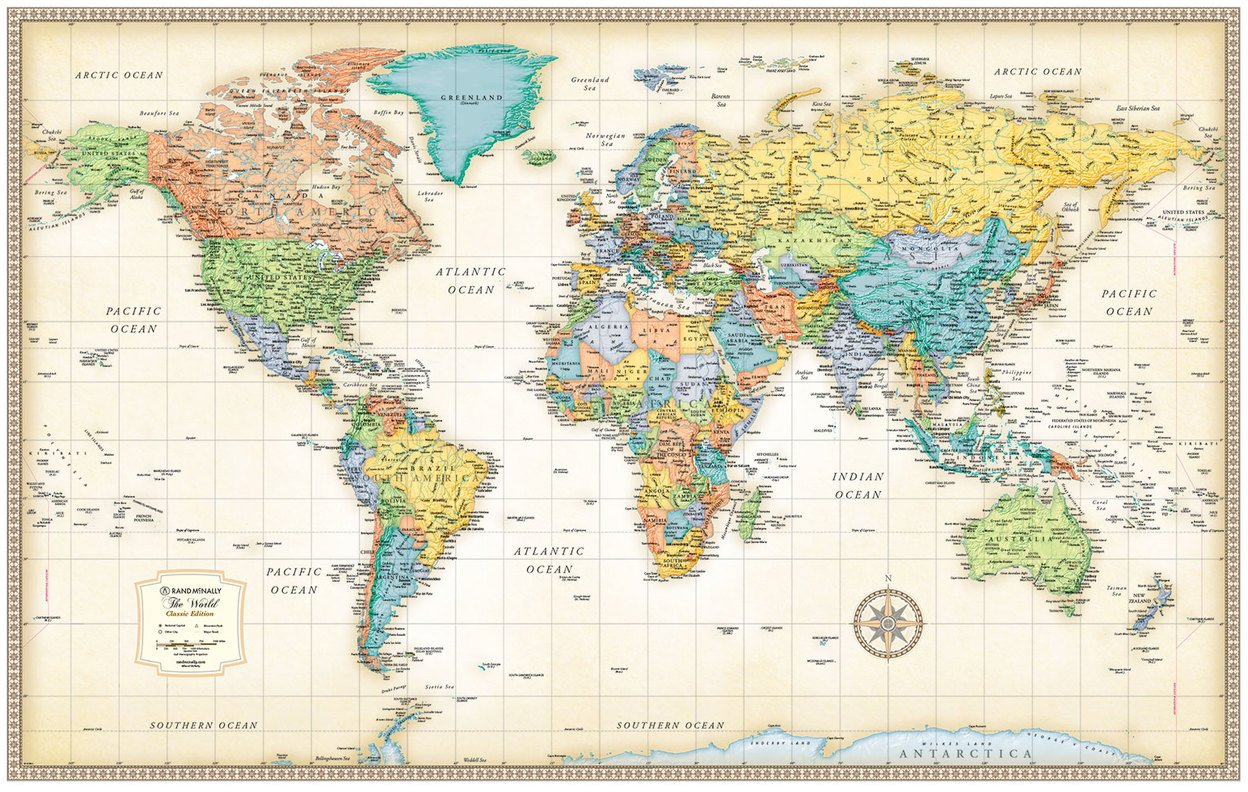 Rand Mcnally Classic Edition World Wall Map-CLASSIBLOGGER