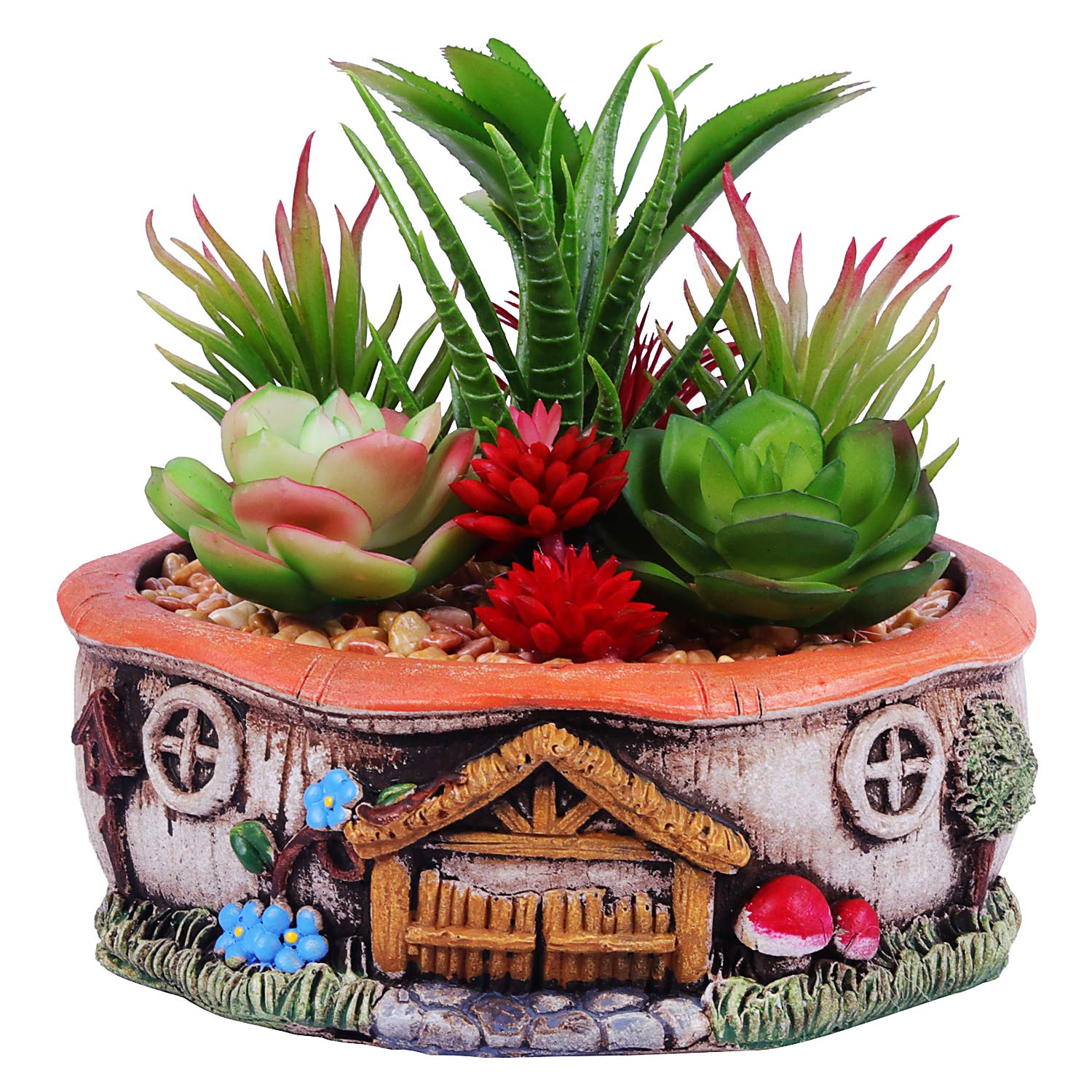 Wonderland Polyresin Round Planter with Artificial Succulents (Round) A-CLASSIBLOGGER