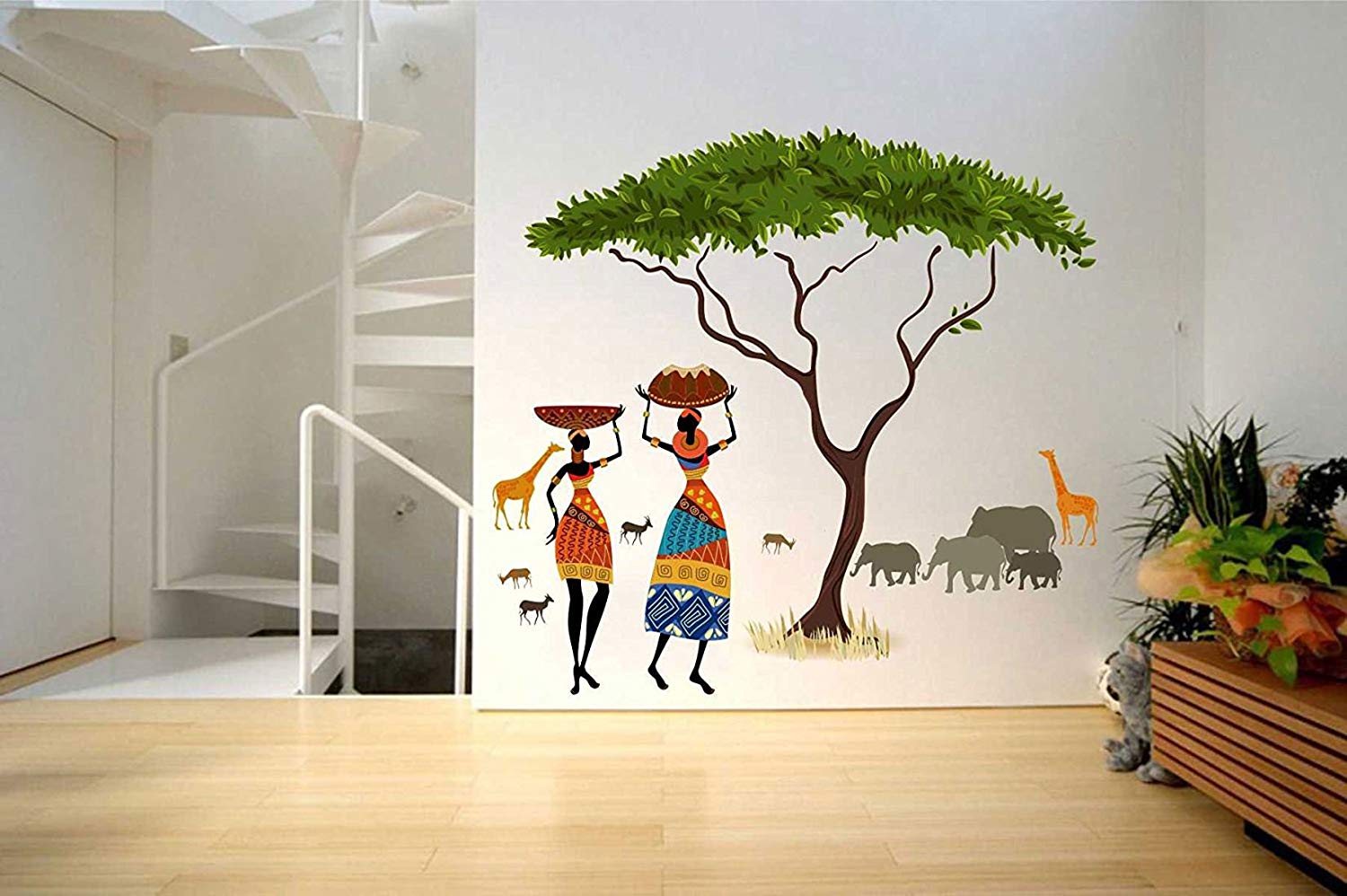 Decals Design 'Artistic Tribal Ladies with Animals Nature' Wall Sticker-CLASSIBLOGGER