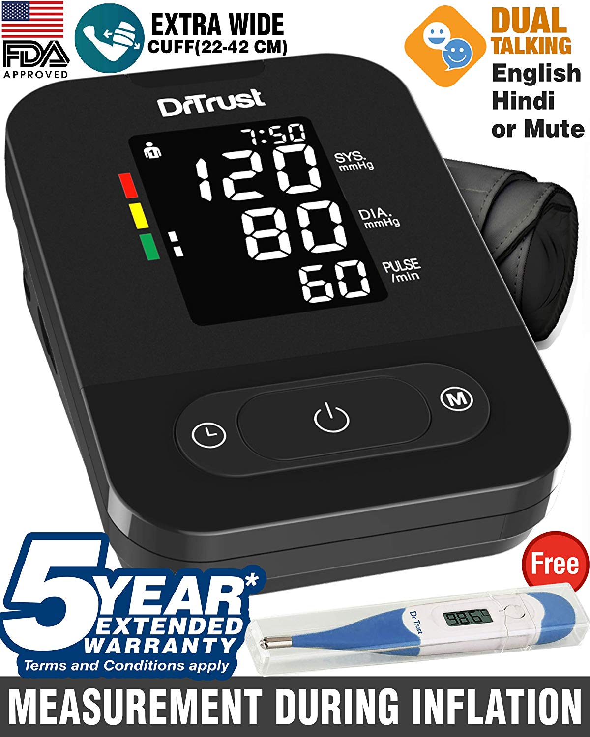 Dr Trust USA Digital Smart Dual Language Talking Automatic Electronic Blood Pressure Monitor Machine -CLASSIBLOGGER