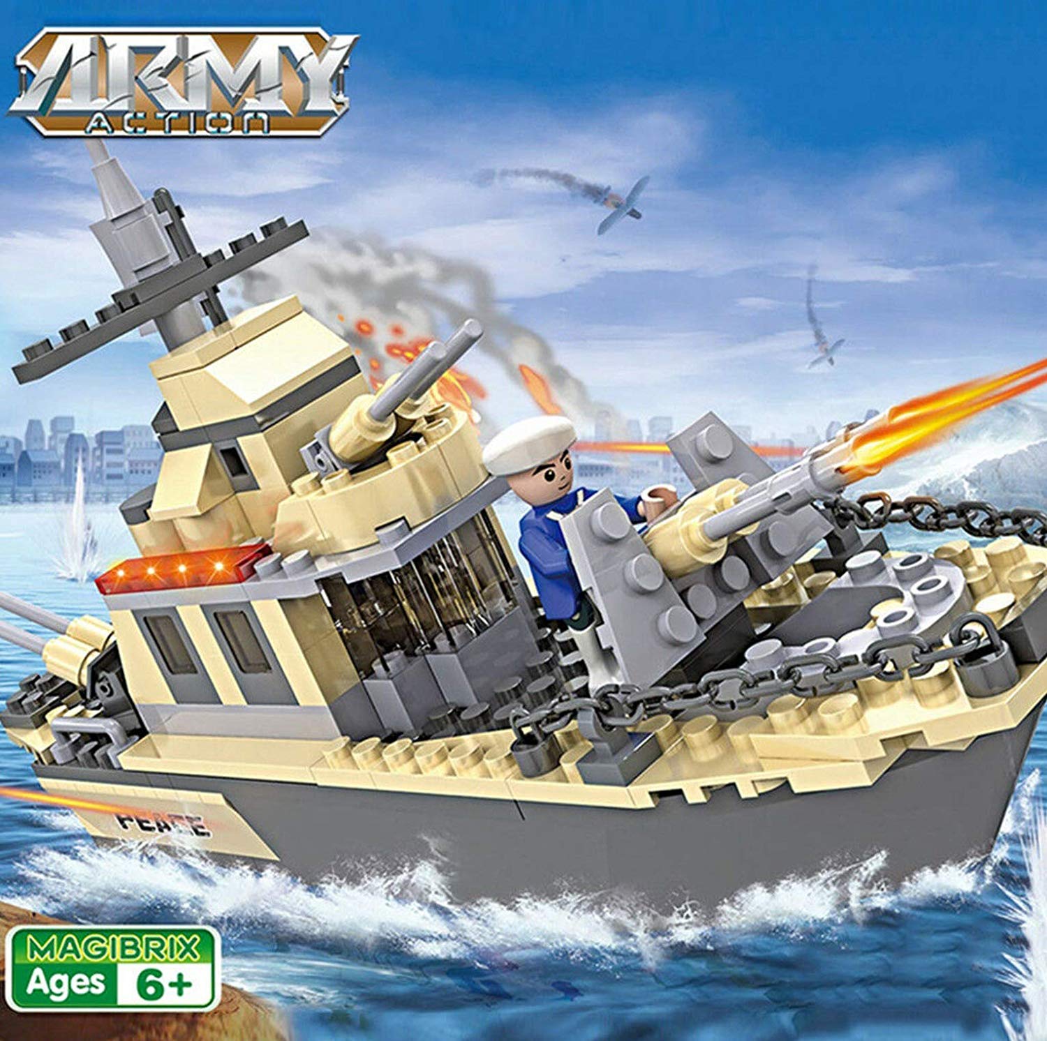 Magicwand® DIY Army Action Armed Fighter Warship Building Blocks for Kids-CLASSIBLOGGER