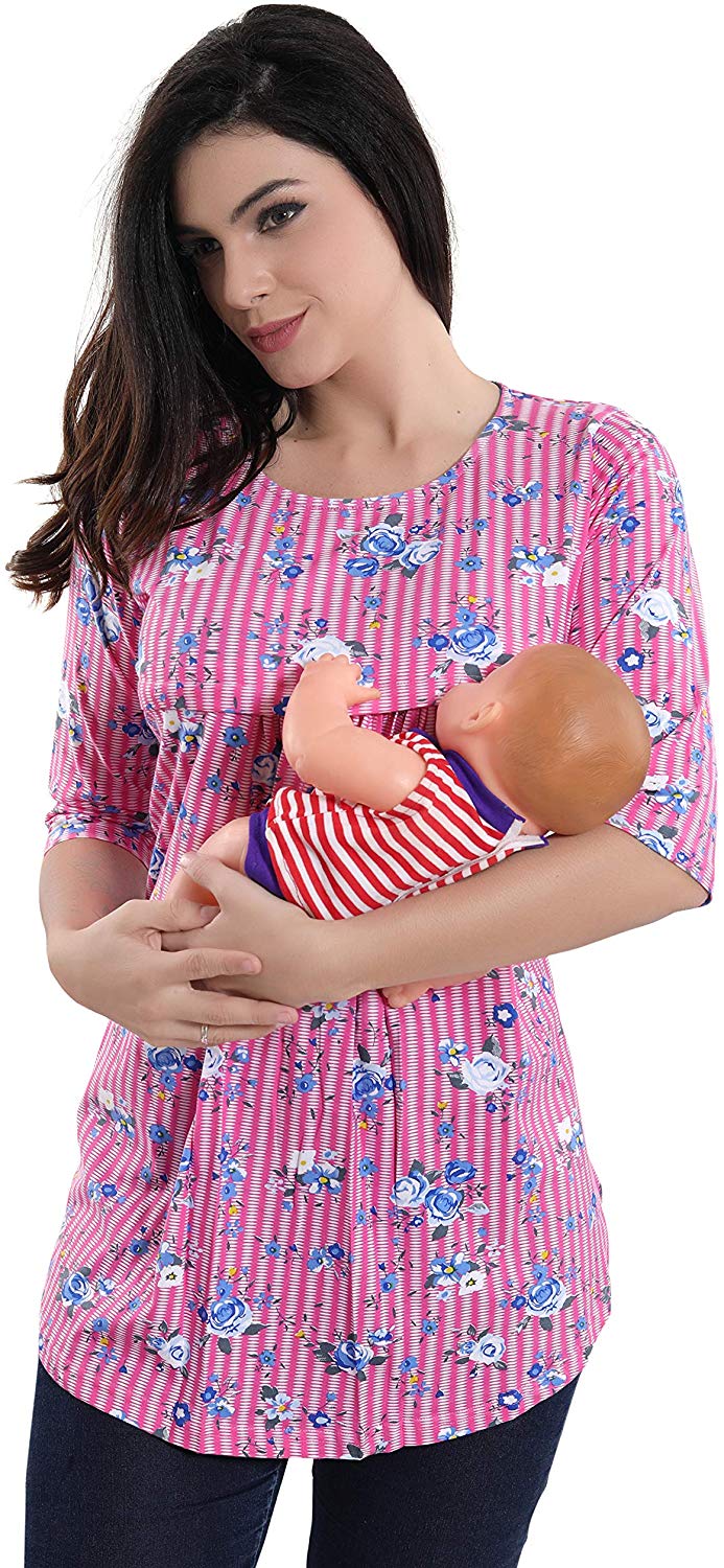 AV2 Women's Cotton Nightwear Maternity Feeding Nursing Tunic Top-CLASSIBLOGGER