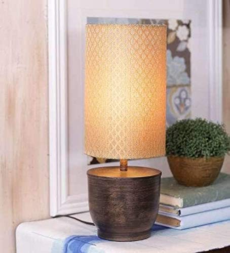COURTYARD Banaras Lamp- Antique Metal Table Lamp with Gold Brocade Shade-CLASSIBLOGGER