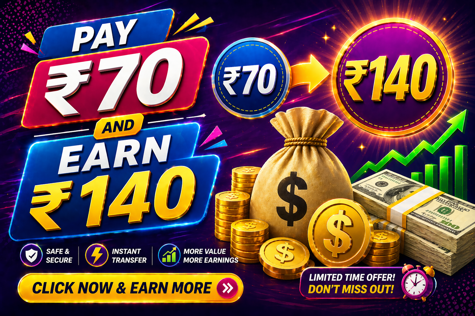 Pay Rs 70 & Earn Rs 140